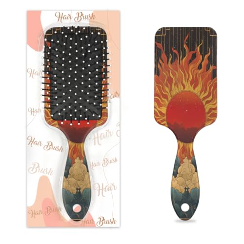 Antistatischer Massage-Haarkamm, Luftkissen, Haarbürste, stilisierte Sonnenflammen, quadratische Kopfhaut-Massagebürste für Frauen und Mädchen von Mexpekil