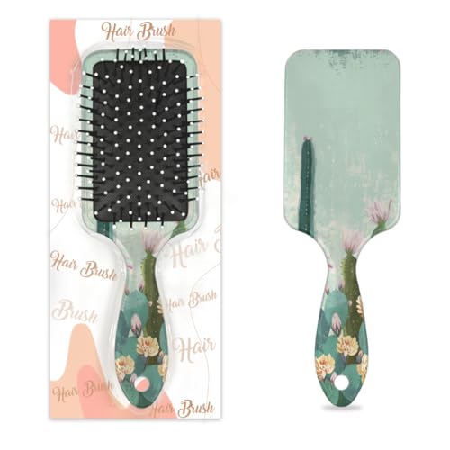 Antistatischer Massage-Haarkamm, Luftkissen, Haarbürste, tropische Sukkulenten, Blumen, Wüste, Aquarell, Wildblumen, quadratische Kopfhaut-Massagebürste für Frauen und Mädchen von Mexpekil