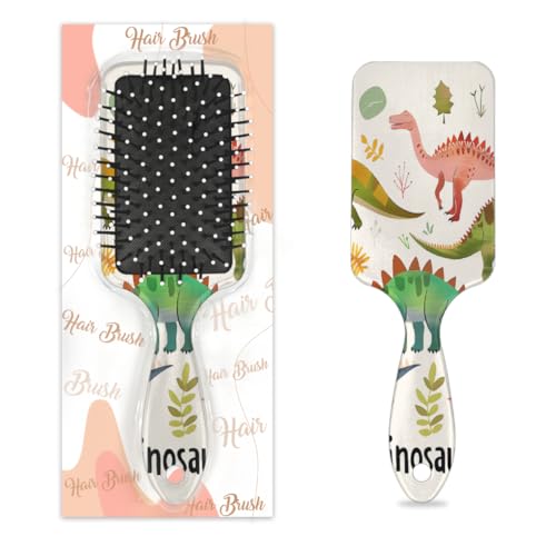 Antistatischer Massage-Haarkamm, Luftkissen-Haarbürste, Dinosaurier-Cartoon, lustig, quadratisch, Kopfhaut-Massagebürste für Frauen und Mädchen von Mexpekil