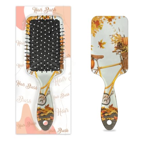 Antistatischer Massage-Haarkamm, Luftkissen-Haarbürste, Herbstbaum, altes Bikethanksgiving Kürbisse, quadratische Kopfhaut-Massagebürste für Frauen und Mädchen von Mexpekil