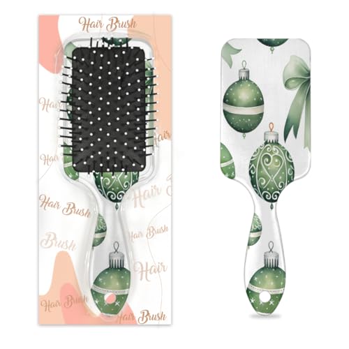 Antistatischer Massage-Haarkamm, Luftkissen-Haarbürste, Weihnachten, Grün, Weihnachtskugel-Elemente, quadratische Kopfhaut-Massagebürste für Frauen und Mädchen von Mexpekil