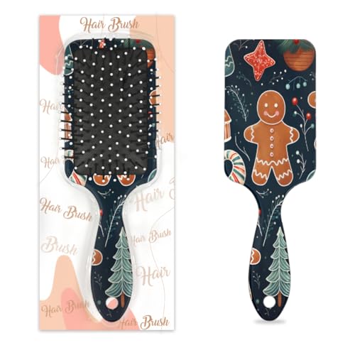Antistatischer Massage-Haarkamm, Luftkissen-Haarbürste, Weihnachten, Lebkuchenmann, quadratische Kopfhaut-Massagebürste für Frauen und Mädchen von Mexpekil