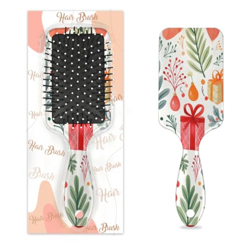 Antistatischer Massage-Haarkamm, Luftkissen-Haarbürste, Weihnachts-Cartoon-Geschenkbox und Blatt-quadratische Kopfhaut-Massagebürste für Frauen und Mädchen von Mexpekil