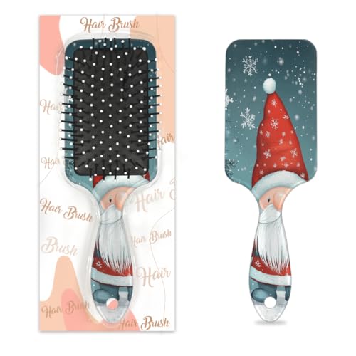 Antistatischer Massage-Haarkamm, Luftkissen-Haarbürste, Weihnachtswichtel, Winter, Wald, Schneeflocke, quadratische Kopfhaut-Massagebürste für Frauen und Mädchen von Mexpekil