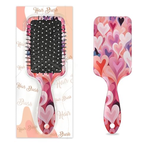 Antistatischer Massage-Haarkamm, Luftkissen-Haarbürste, abstrakte Herzen, quadratische Kopfhaut-Massagebürste für Frauen und Mädchen von Mexpekil