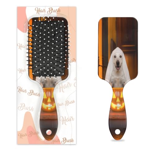 Antistatischer Massage-Haarkamm, Luftkissen-Haarbürste, lustig, Halloween, niedlich, Cartoon, Geisterhund, quadratische Kopfhaut-Massagebürste für Frauen und Mädchen von Mexpekil