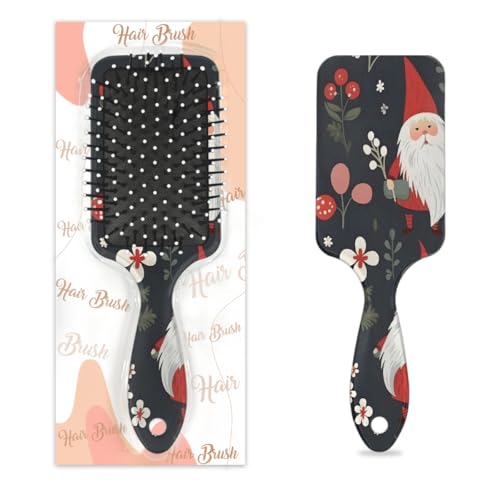 Antistatischer Massage-Haarkamm, Luftkissen-Haarbürste, lustig, niedlich, Weihnachtsmann, Weihnachten, quadratische Kopfhaut-Massagebürste für Frauen und Mädchen von Mexpekil