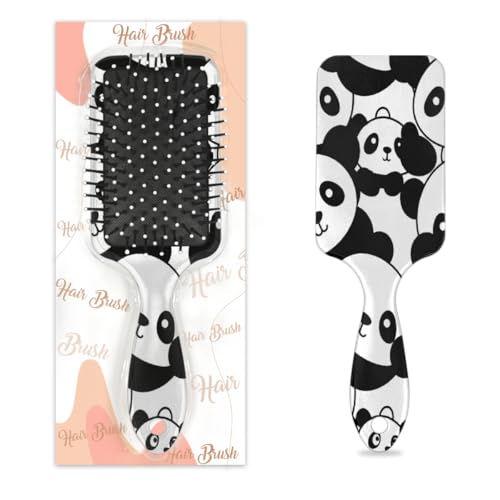 Antistatischer Massage-Haarkamm, Luftkissen-Haarbürste, niedliches Panda-Motiv, Cartoon-Druck, quadratische Kopfhaut-Massagebürste für Frauen und Mädchen von Mexpekil
