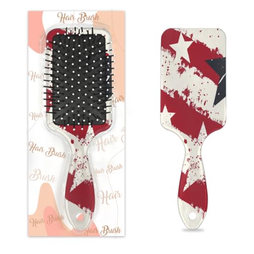 Antistatischer Massage-Haarkamm, Luftkissen-Haarbürste, patriotischer Stern der amerikanischen Flagge, quadratische Kopfhaut-Massagebürste für Frauen und Mädchen von Mexpekil