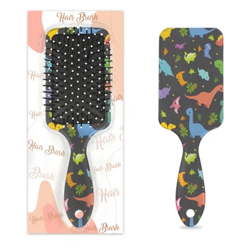 Antistatischer Massage-Haarkamm, Luftkissen-Haarbürste, tropischer Cartoon-Dinosaurier-Baum, quadratische Kopfhaut-Massagebürste für Frauen und Mädchen von Mexpekil