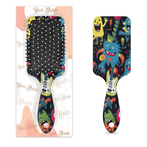 Antistatischer Massage-Haarkamm, Luftkissen-Haarbürste, verrückte Gitarre, modern, abstrakt, Hiphop, quadratische Kopfhaut-Massagebürste für Frauen und Mädchen von Mexpekil