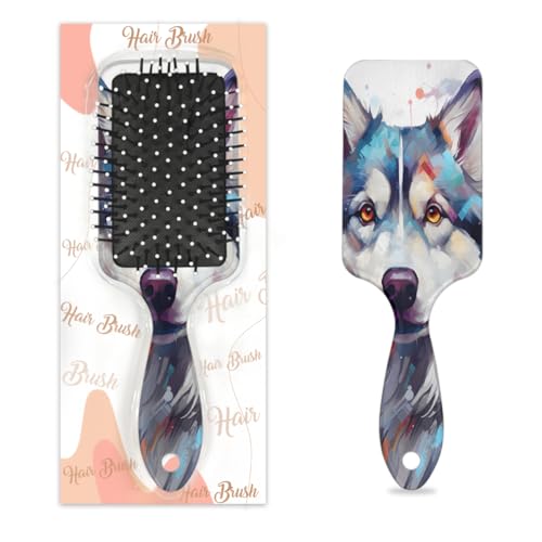Aquarell-Haarbürste für Hunde, Tiere, bemalt, feucht, trocken, Luftkissen, Haarbürste, Kunststoff, Entwirrer, Haarbürste für Kinder und Erwachsene, Geschenk zum Schulanfang, Geschenk für Damen und von Mexpekil