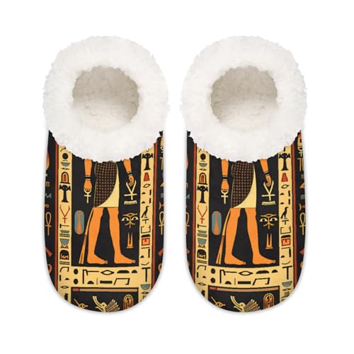 Art Egyptian House Slippers for Women Men, Ancient Egypt Hieroglyphs Memory Foam House Shoes Slipper Socks, multi, 6/6.5 UK Wide von Mexpekil