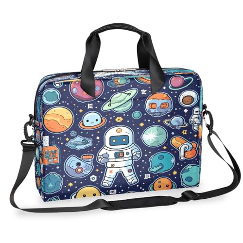 Astronaut Alien Ufo Planet Laptop-Aktentasche für Herren und Damen, 15,7 Zoll Business Computertasche mit abnehmbarem Schultergurt, Laptoptasche, Messenger-Aktentasche von Mexpekil
