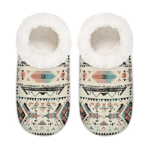 Aztekengemalte Hausschuhe für Damen und Herren, ethnisches Muster, Memory-Schaum, rutschfeste Slipper-Socken, multi, 6/6.5 UK Wide von Mexpekil
