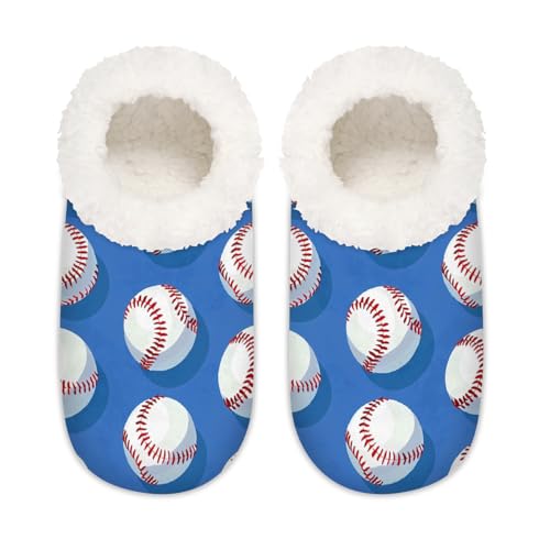 Baseball-Hausschuhe für Damen und Herren, Baseball-Sprots-Thema, Memory-Schaum, Hausschuhe, Slipper-Socken, multi, 6/6.5 UK Wide von Mexpekil