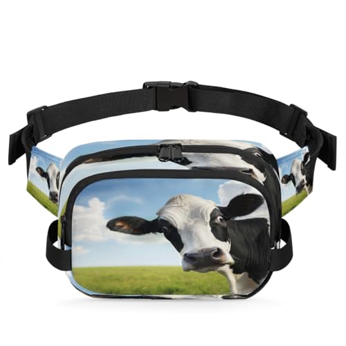 Bauchtasche für Damen und Herren, lustiger Landhausstil, mit Kuh-Druck, verstellbar und wasserdicht, Bauchtasche für Reisen, Sport, Wandern, Laufen, Bauernhofkuh, Einheitsgröße von Mexpekil