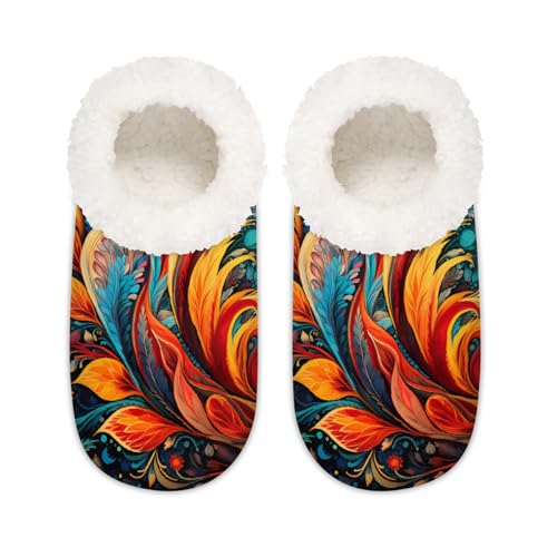 Bohemian-Blumen-Hausschuhe mit Paisleymuster, für Damen und Herren, Memory-Schaum, rutschfeste Slipper-Socken, multi, 37.5/38.5 EU Weit von Mexpekil