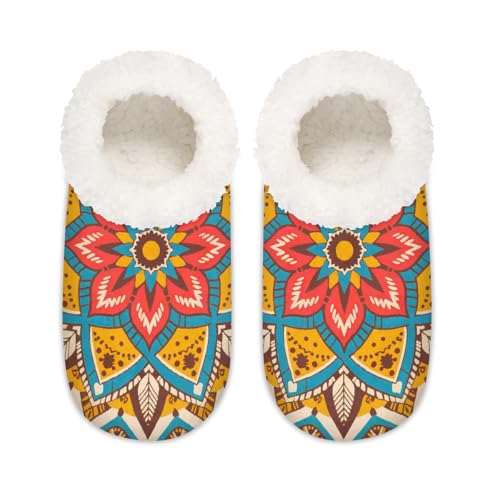 Bunte Boho-Mandala-Hausschuhe für Damen und Herren, Memory-Schaum, Hausschuhe, Hausschuhe, Socken, multi, 37.5/38.5 EU Weit von Mexpekil