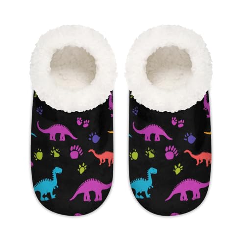 Bunte Dinosaurier-Hausschuhe für Damen und Herren, Memory-Schaum, bequeme rutschfeste Haussocken, multi, 37.5/38.5 EU Weit von Mexpekil