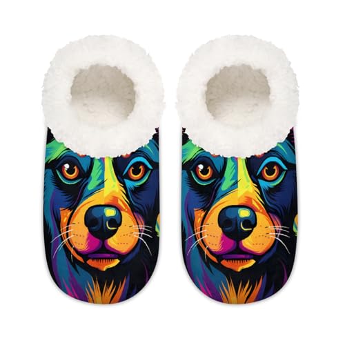 Bunte Hausschuhe für Damen und Herren, niedliche Tiere, bemalte Memory-Schaum, Hausschuhe, Socken, multi, 9/10.5 UK Wide von Mexpekil