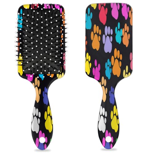 Bunte Hundepfotenabdruck-Haarbürste, niedlicher Tierpfotenabdruck, nasses, trockenes Luftkissen, Haarbürste aus Kunststoff, Entwirrer-Haarbürste für Kinder und Erwachsene, Geschenk für Damen und von Mexpekil