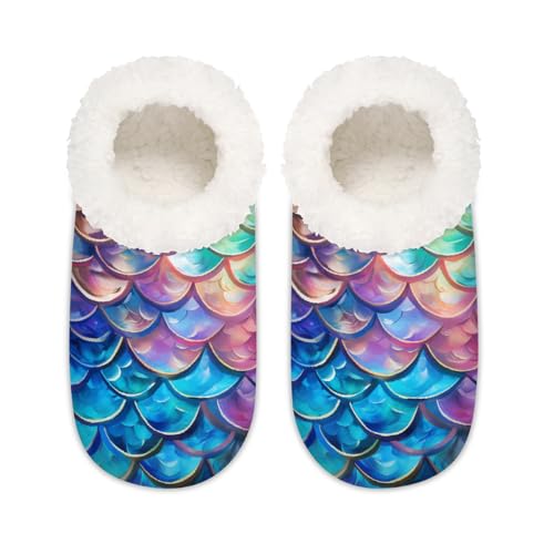 Bunte Meerjungfrauen-Hausschuhe für Damen und Herren, Tierhaut, Memory-Schaum, Hausschuhe, Socken, multi, 37.5/38.5 EU Weit von Mexpekil