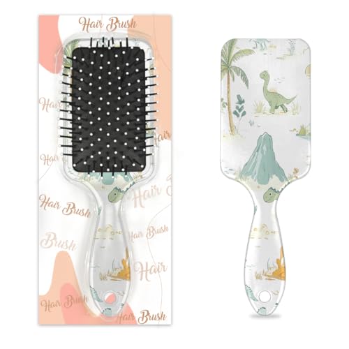 Caroon Dinosaurier-Haarbürste, niedlicher Dinosaurier, feucht, trocken, Luftkissen, Haarbürste aus Kunststoff, Entwirrer, Haarbürste für Kinder und Erwachsene, Geschenk für Damen und Herren von Mexpekil