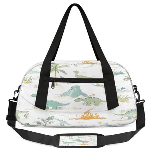 Caroon Dinosaurier-Reisetasche für Kinder, für Jungen und Mädchen, Teenager, niedlicher Dinosaurier-Sport, Turnbeutel für Wochenende, Reisen, Gymnastik, Tanzen, Ballett, mehrfarbig von Mexpekil