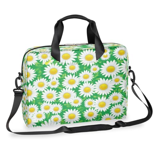 Daisies Laptop-Aktentasche für Herren und Damen, 15,7 Zoll, Business-Computertasche mit abnehmbarem Schultergurt, Laptoptasche, Kuriertasche, Aktentasche, Grün von Mexpekil