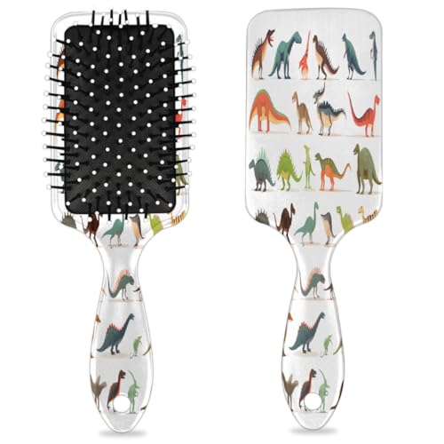 Dinosaurier-Set mit Muster, Haarbürste, Dinosaurier, bemalt, nasses, trockenes Luftkissen, Haarbürste aus Kunststoff, Entwirrer, Haarbürste für Kinder und Erwachsene, Geschenk für Damen und Herren von Mexpekil