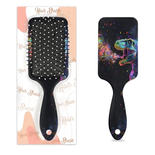 Dinosaurier-Weltraum-Haarbürste, leuchtende Dinosaurier-Haarbürste, feucht, trocken, Luftkissen, Haarbürste aus Kunststoff, Entwirrer, Haarbürste für Kinder und Erwachsene, Geschenk für Damen und von Mexpekil