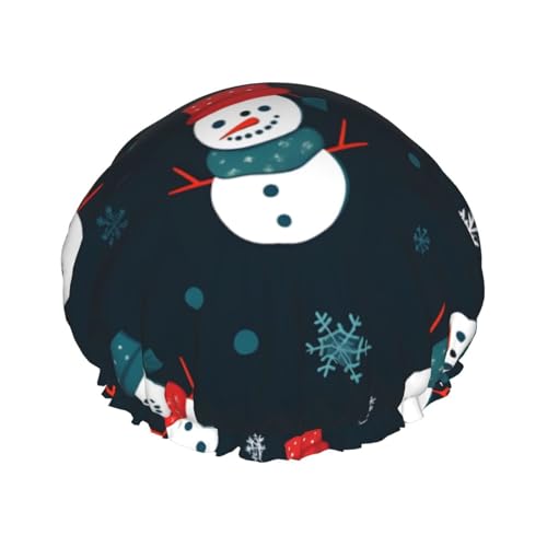 Doppelschichtige Duschhaube, wiederverwendbar, wasserdicht, für Weihnachten, Schneemann, Duschhauben für Damen von Mexpekil