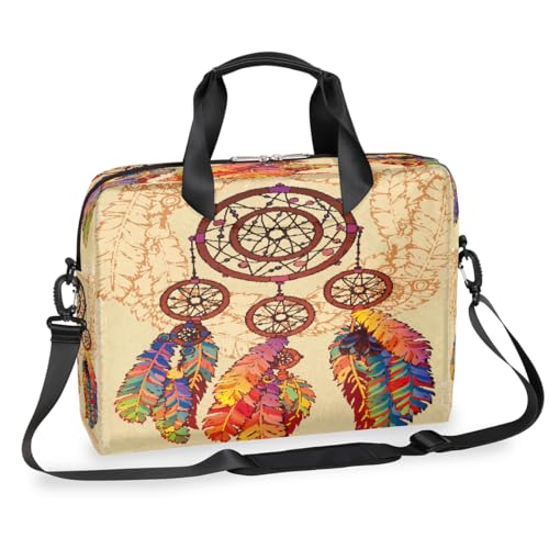 Dream Catcher Ethnische Federn Boho Dekorative Laptop Aktentasche für Männer Frauen 15,7 Zoll Business Computer Tasche mit abnehmbarem Schultergurt Laptoptasche Sleeve Messenger Aktentasche von Mexpekil