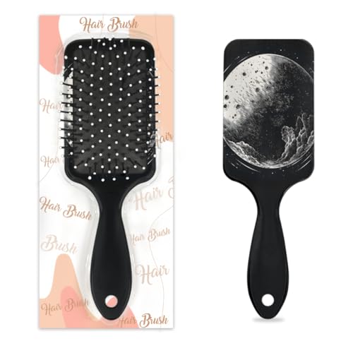 Entwirrende Haarbürste für Damen und Herren, flexible weiche Borsten, Paddelbürste (Black Planet) von Mexpekil