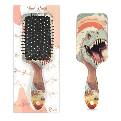 Entwirrende Haarbürste für Damen und Herren, flexible weiche Borsten, Paddelbürste (Cartoon-Berg-Dinosaurier) von Mexpekil