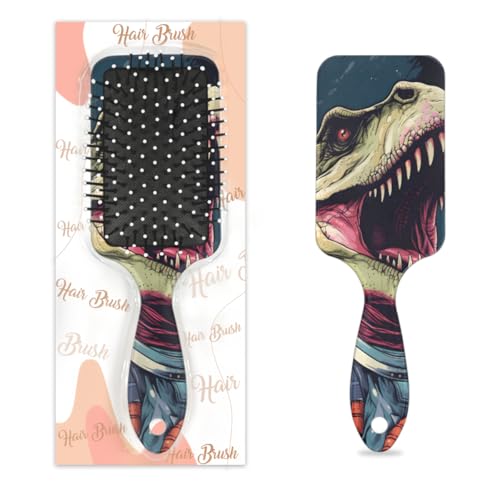 Entwirrende Haarbürste für Damen und Herren, flexible weiche Borsten, Paddelbürste (Dinosaurier-Astronauten) von Mexpekil