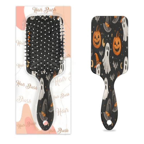 Entwirrende Haarbürste für Damen und Herren, flexible weiche Borsten, Paddelbürste (Halloween, Zauberer, Hut, Geist) von Mexpekil