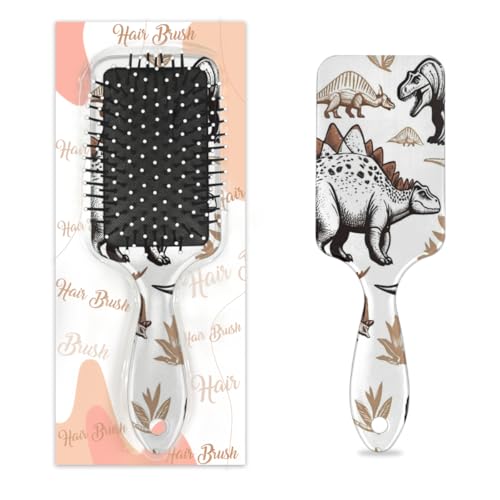 Entwirrende Haarbürste für Damen und Herren, flexible weiche Borsten, Paddelbürste (Jurassic Dinosaurier) von Mexpekil