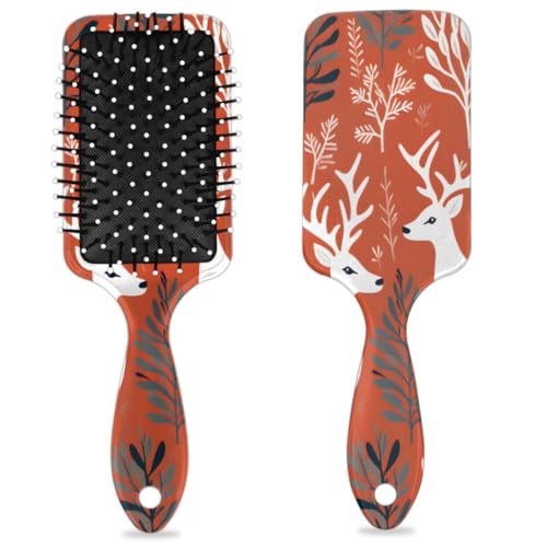 Entwirrende Haarbürste für Damen und Herren, flexible weiche Borsten, Paddelbürste (Weihnachts-Hirsch-Kunstdruck) von Mexpekil