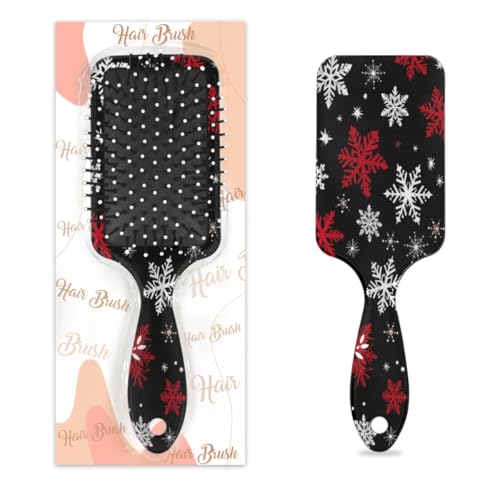 Entwirrende Haarbürste für Damen und Herren, flexible weiche Borsten, Paddelbürste (Winter, Schneeflocken-Muster, Weihnachten) von Mexpekil