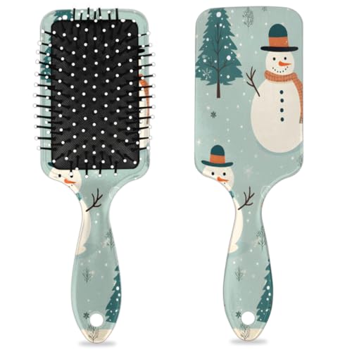 Entwirrende Haarbürste für Damen und Herren, flexible weiche Borsten, Paddelbürste (niedlicher Schal, Schneemann, Weihnachten) von Mexpekil
