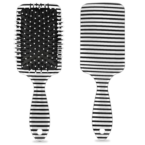 Entwirrende Haarbürste für Damen und Herren, flexible weiche Borsten, Paddelbürste (schwarz-weißes Streifenmuster) von Mexpekil
