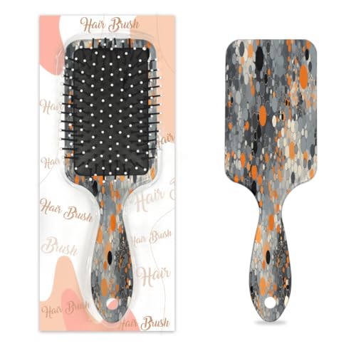Entwirrende Haarbürste für Damen und Herren, flexible weiche Borsten, Paddelbürste (schwarze und orangefarbene Blasen) von Mexpekil