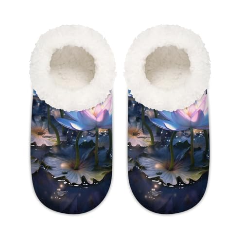 Fantasy Waterlily Hausschuhe für Damen und Herren, Lotus Butterfly Memory Foam Hausschuhe Socken, multi, 37.5/38.5 EU Weit von Mexpekil