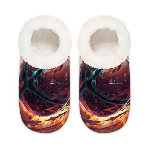 Fire Basketball abstrakte Sportballhausschuhe für Damen und Herren, Memory-Schaum, Hausschuhe, Hausschuhe, Socken, multi, 37.5/38.5 EU Weit von Mexpekil