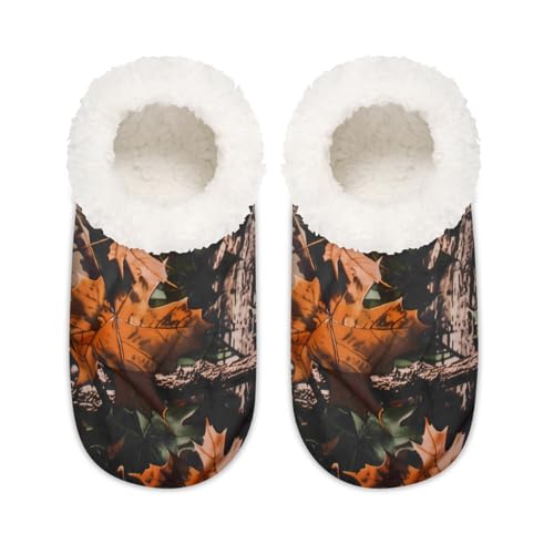 Forest Tree Camouflage-Hausschuhe für Damen und Herren, Camouflage-Blätter, Memory-Schaum, Hausschuhe, Hausschuhe, Socken, multi, 37.5/38.5 EU Weit von Mexpekil