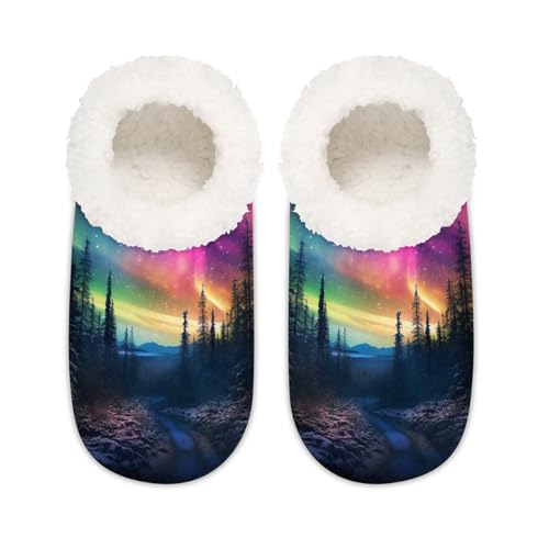 Galaxy Forest Light House Hausschuhe für Damen und Herren, Sternennacht, Memory-Schaum, Hausschuhe, Hausschuhe, Socken, multi, 6/6.5 UK Wide von Mexpekil