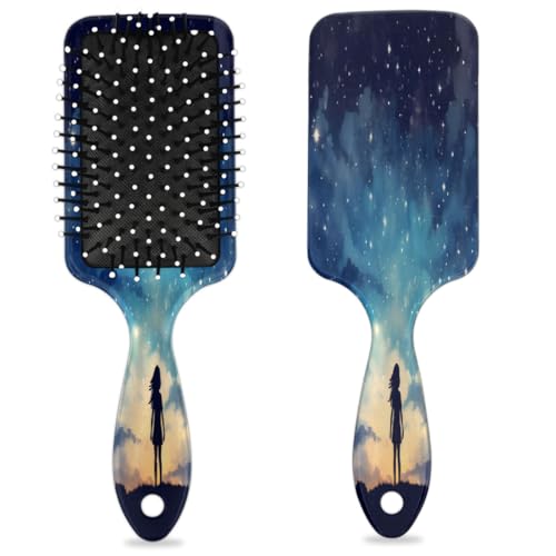Galaxy Nebula Haarbürste für Mädchen, bemalt, feucht, trocken, Luftkissen, Haarbürste, Kunststoff, Entwirrer, Haarbürste für Kinder und Erwachsene, Geschenk zum Schulanfang, Geschenk für Damen und von Mexpekil