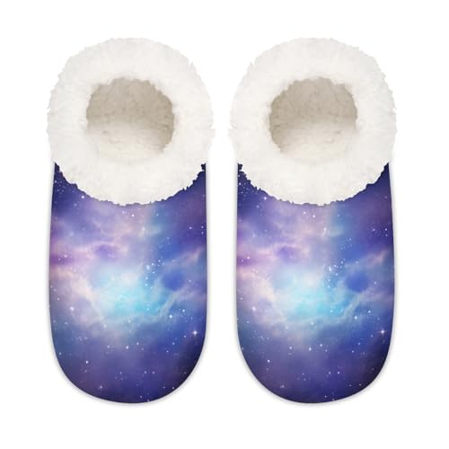 Galaxy Nebula Universe Space House Hausschuhe für Damen und Herren, Memory-Schaum, rutschfeste Slipper-Socken, multi, 37.5/38.5 EU Weit von Mexpekil
